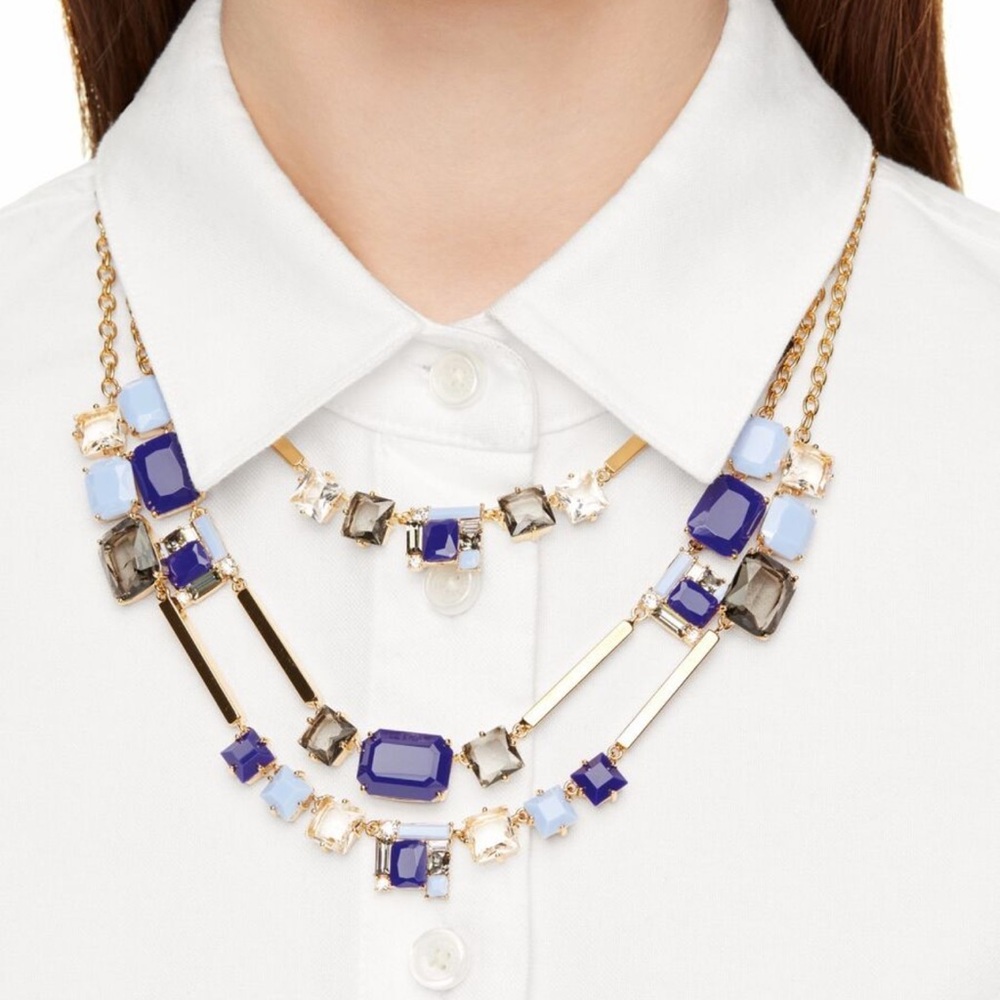 Kate Spade Neapolitan Blues Triple Strand Scatter Stone Necklace